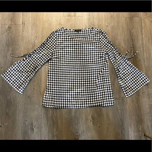 Madewell Plaid Top—Bell sleeves with ties